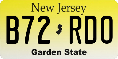 NJ license plate B72RDO