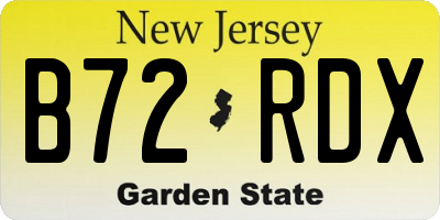 NJ license plate B72RDX