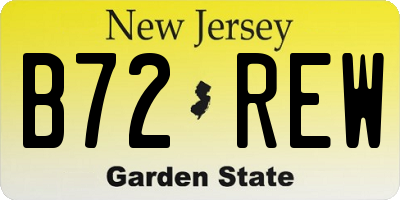 NJ license plate B72REW