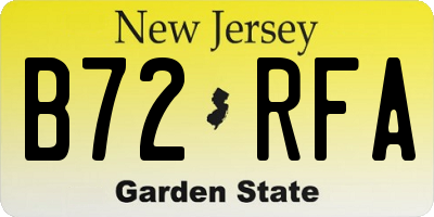 NJ license plate B72RFA