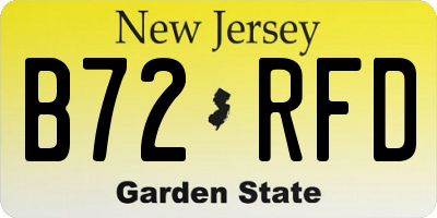 NJ license plate B72RFD