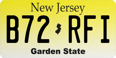 NJ license plate B72RFI