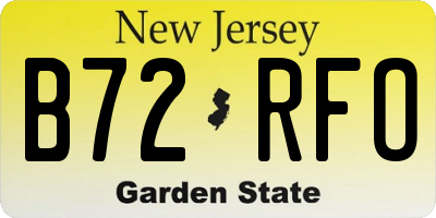 NJ license plate B72RFO