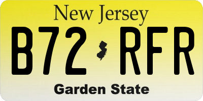 NJ license plate B72RFR