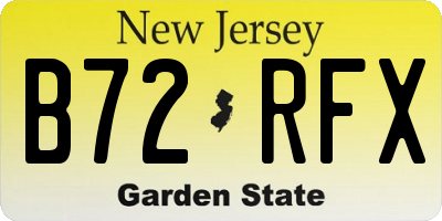 NJ license plate B72RFX