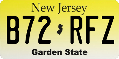 NJ license plate B72RFZ