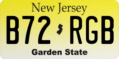 NJ license plate B72RGB