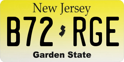 NJ license plate B72RGE