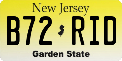 NJ license plate B72RID