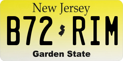 NJ license plate B72RIM