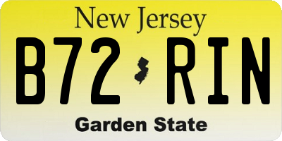 NJ license plate B72RIN
