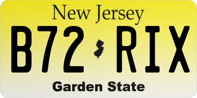 NJ license plate B72RIX