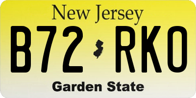 NJ license plate B72RKO