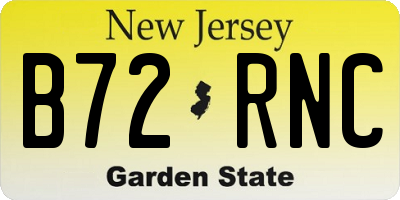 NJ license plate B72RNC