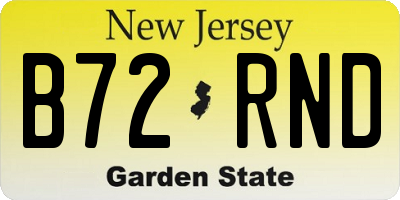 NJ license plate B72RND