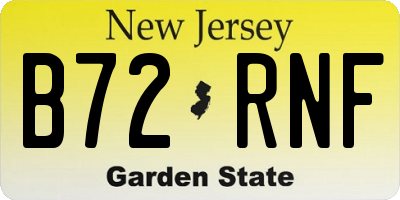 NJ license plate B72RNF