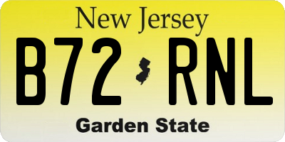NJ license plate B72RNL