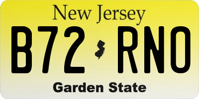 NJ license plate B72RNO