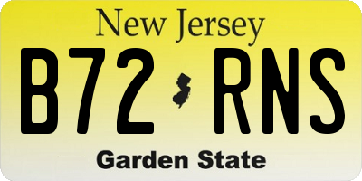 NJ license plate B72RNS