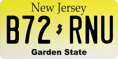 NJ license plate B72RNU