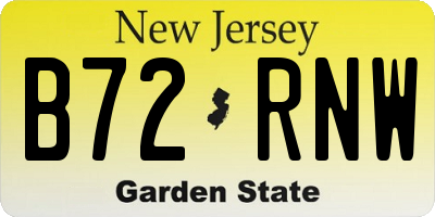 NJ license plate B72RNW