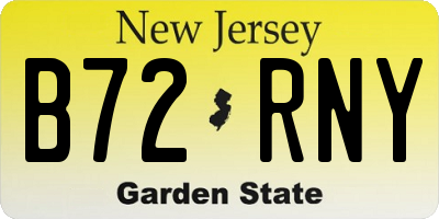 NJ license plate B72RNY