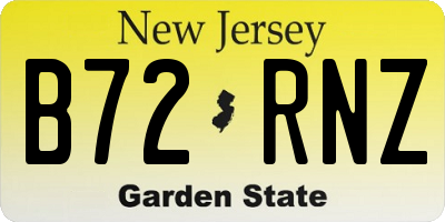 NJ license plate B72RNZ