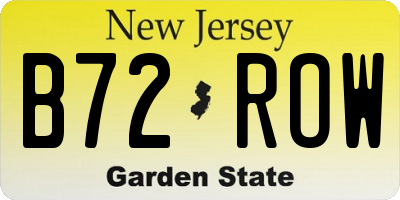 NJ license plate B72ROW