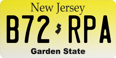 NJ license plate B72RPA