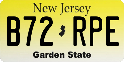 NJ license plate B72RPE