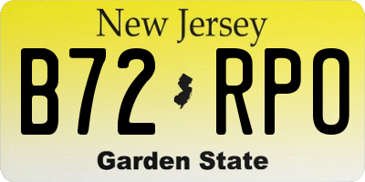NJ license plate B72RPO