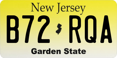 NJ license plate B72RQA