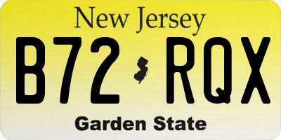 NJ license plate B72RQX