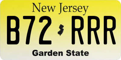 NJ license plate B72RRR