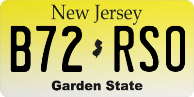 NJ license plate B72RSO