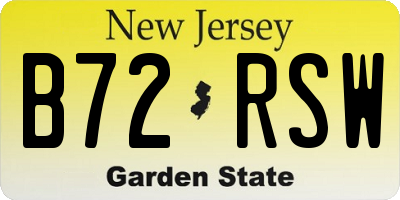 NJ license plate B72RSW