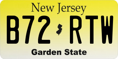 NJ license plate B72RTW