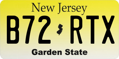 NJ license plate B72RTX