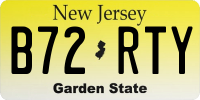 NJ license plate B72RTY