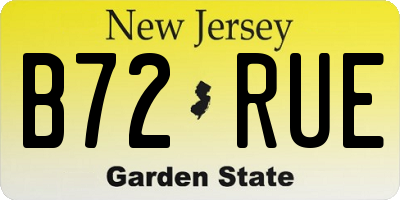 NJ license plate B72RUE