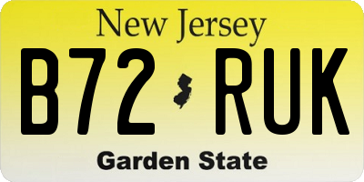 NJ license plate B72RUK
