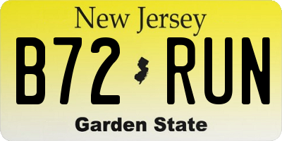 NJ license plate B72RUN