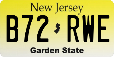 NJ license plate B72RWE