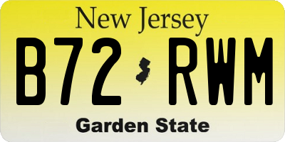 NJ license plate B72RWM