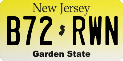 NJ license plate B72RWN