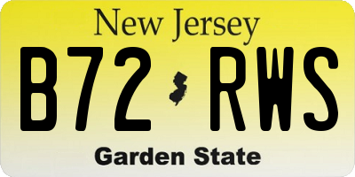NJ license plate B72RWS