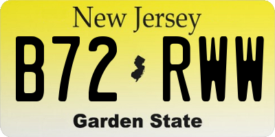 NJ license plate B72RWW