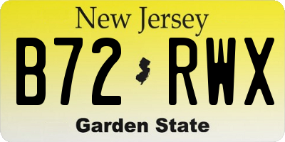 NJ license plate B72RWX
