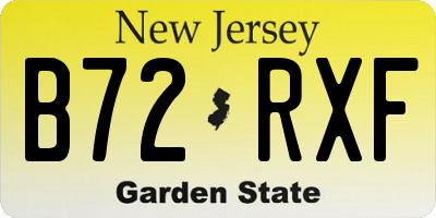 NJ license plate B72RXF