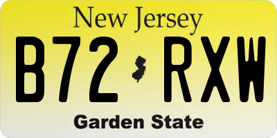 NJ license plate B72RXW